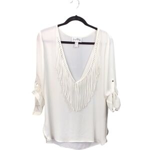 Joseph Ribkoff White Embellished 3/4 Sleeve Blouse